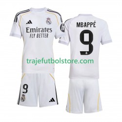 Camiseta 1ª Real Madrid Mbappé Kylian 9 Niño 2025-2026 Manga Corta