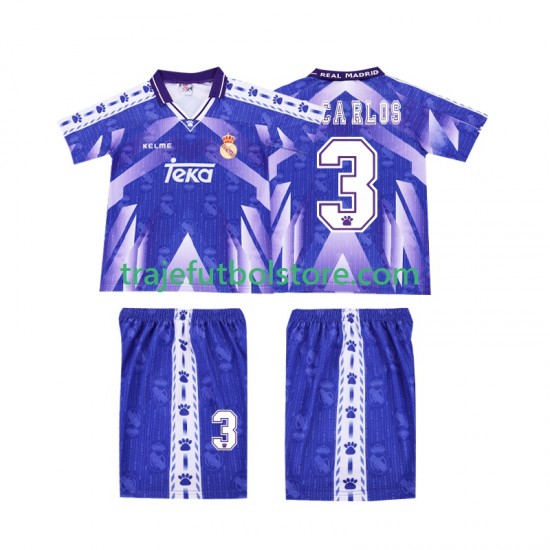 Camiseta 2ª Real Madrid R CARLOS 3 1996-1997 Retro Niño Manga Corta