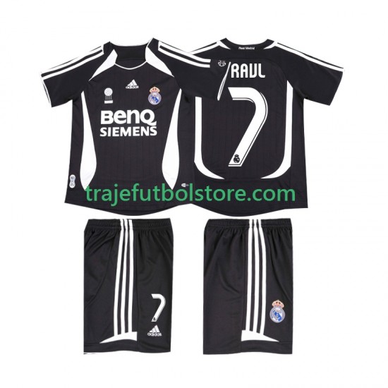 Camiseta 2ª Real Madrid RAUL 7 2007 Retro Niño 2006 Manga Corta