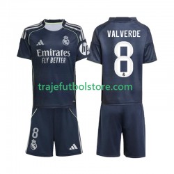 Camiseta 2ª Real Madrid Valverde 8 Niño 2025-2026 Manga Corta