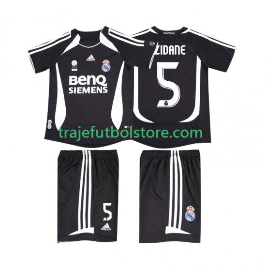 Camiseta 2ª Real Madrid ZIDANE 5 2007 Retro Niño 2006 Manga Corta