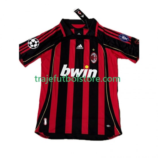 Camiseta 1ª AC Milan KAKA 8 2007 Retro Hombre 2006 Manga Corta
