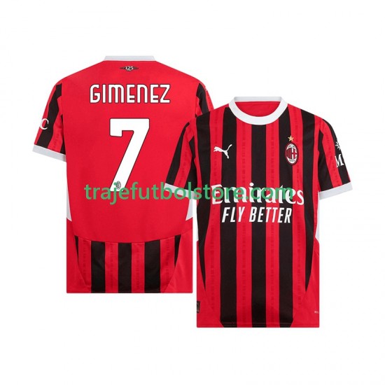 Camiseta 1ª AC Milan Santiago Gimenez 7 Hombre 2024-2025 Manga Corta