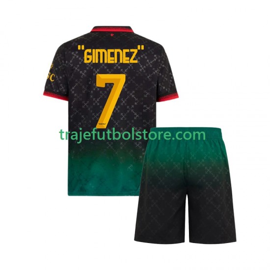 Camiseta 4ª AC Milan Santiago Gimenez 7 Niño 2024-2025 Manga Corta