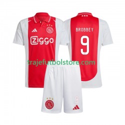 Camiseta 1ª AFC Ajax Brian Brobbey 9 Niño 2024-2025 Manga Corta