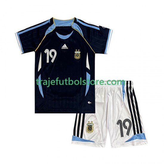 Camiseta 2ª Argentina Lionel Messi 19 Retro Niño 2006 Manga Corta