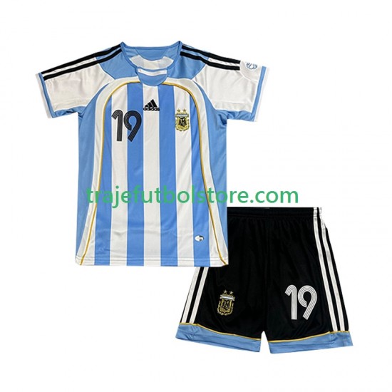 Camiseta 1ª Argentina Lionel Messi 19 Retro Niño 2006 Manga Corta