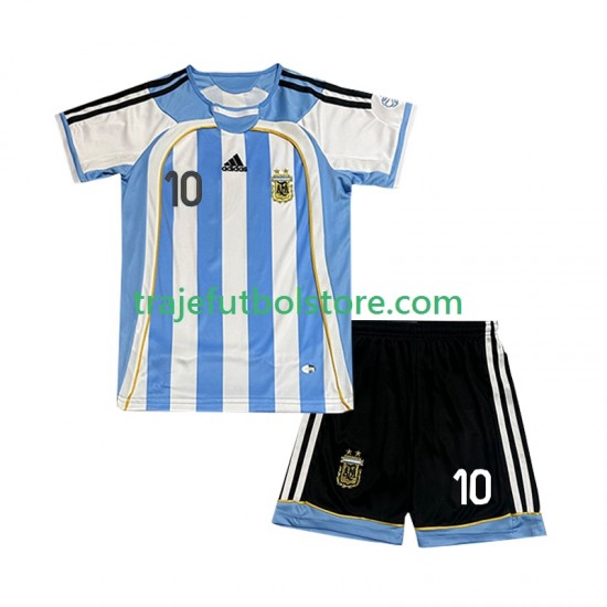 Camiseta 1ª Argentina Maradona 10 Retro Niño 2006 Manga Corta