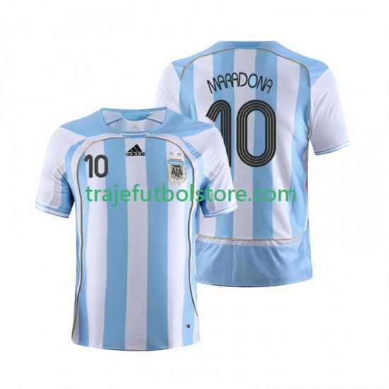 Camiseta 1ª Argentina Maradona 10 Retro Hombre 2006 Manga Corta