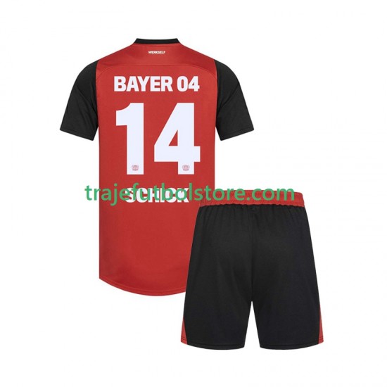 Camiseta 1ª Bayer 04 Leverkusen Patrik Schick 14 Niño 2024-2025 Manga Corta