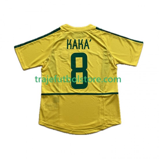 Camiseta 1ª Brasil KAKA 8 Retro Hombre 2002 Manga Corta