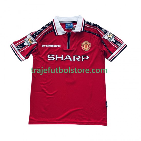 Camiseta 1ª Manchester United Beckham 7 Retro Hombre 1998 1999 Manga Corta