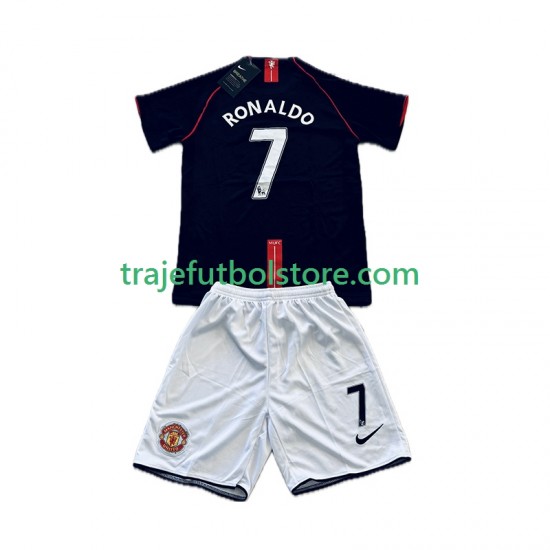 Camiseta 2ª Manchester United Cristiano Ronaldo 7 2007 Retro Niño 2008 Manga Corta