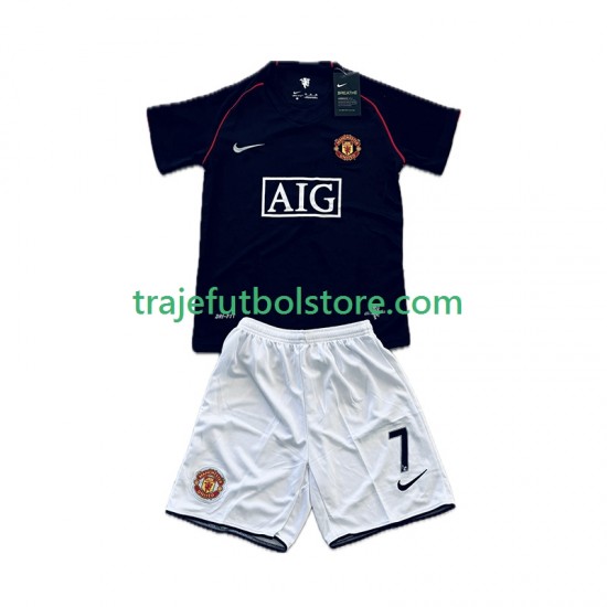 Camiseta 2ª Manchester United Cristiano Ronaldo 7 2007 Retro Niño 2008 Manga Corta