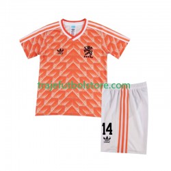 Camiseta 1ª Países Bajos Cruyff 14 1988 Retro Niño Manga Corta