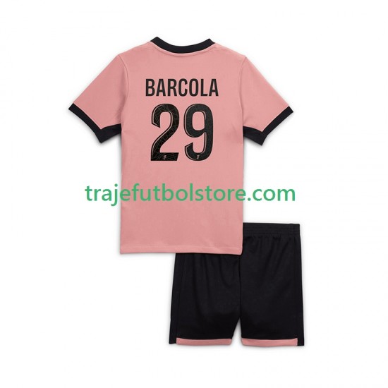 Camiseta 3ª Paris Saint-Germain Bradley Barcola 29 Niño 2024-2025 Manga Corta