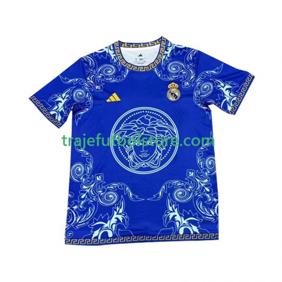 Camiseta 1ª Real Madrid Versace Blue Edition Hombre 2024-2025 Manga Corta