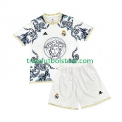 Camiseta 1ª Real Madrid Versace White Edition Niño 2024-2025 Manga Corta