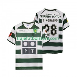 Camiseta 1ª Sporting CP Cristiano Ronaldo 28 2001 2003 Retro Hombre Manga Corta