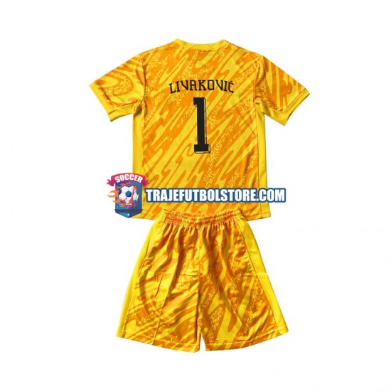 Camiseta 1ª Croacia DOMINIK LIVAKOVIC 1 Portero Niño Euro 2024 Manga Corta