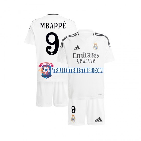 Camiseta 1ª Real Madrid Mbappé Kylian 9 Niño 2024-2025 Manga Corta