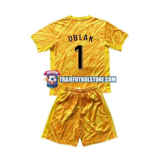 Camiseta 1ª Eslovenia Jan Oblak 1 Portero Niño Euro 2024 Manga Corta