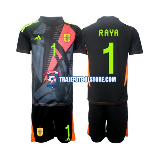 Camiseta 2ª España David Raya 1 Portero Niño Euro 2024 Manga Corta