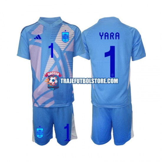 Camiseta 1ª España David Raya 1 Portero Niño Euro 2024 Manga Corta