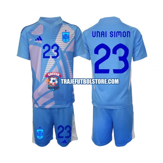 Camiseta 1ª España Unai Simon 23 Portero Niño Euro 2024 Manga Corta
