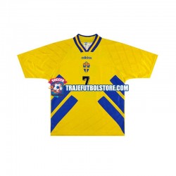 Camiseta 1ª Suecia Henrik Larsson 7 Retro Hombre 1994 Manga Corta