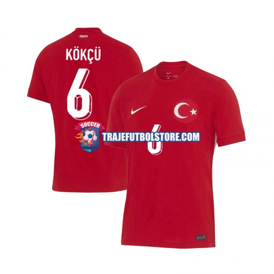 Camiseta 2ª Turquía Orkun Kokcu 6 Hombre Euro 2024 Manga Corta