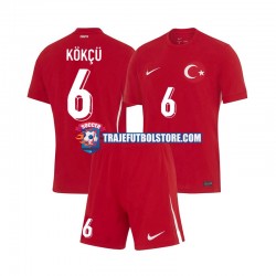 Camiseta 2ª Turquía Orkun Kokcu 6 Niño Euro 2024 Manga Corta