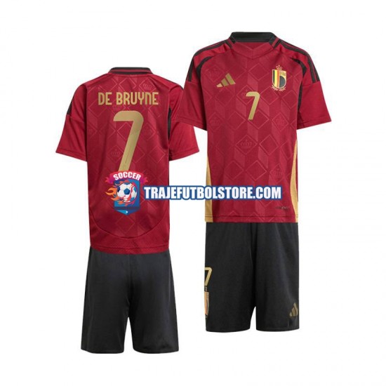 Camiseta 1ª Bélgica De Bruyne 7 Niño Euro 2024 Manga Corta