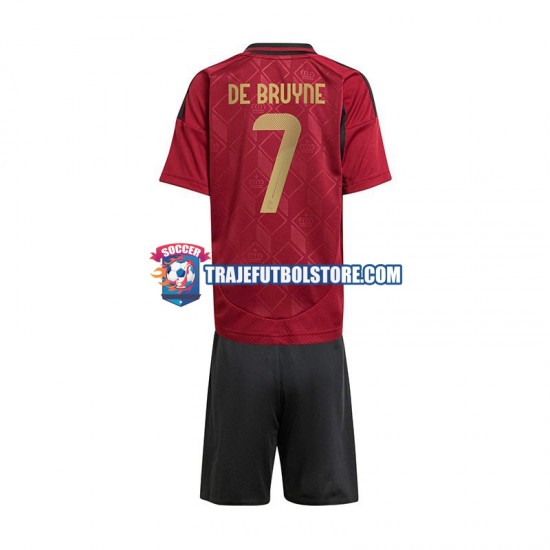 Camiseta 1ª Bélgica De Bruyne 7 Niño Euro 2024 Manga Corta