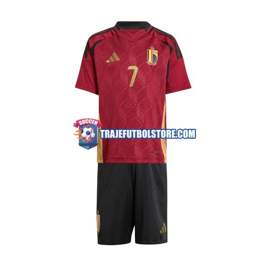 Camiseta 1ª Bélgica De Bruyne 7 Niño Euro 2024 Manga Corta