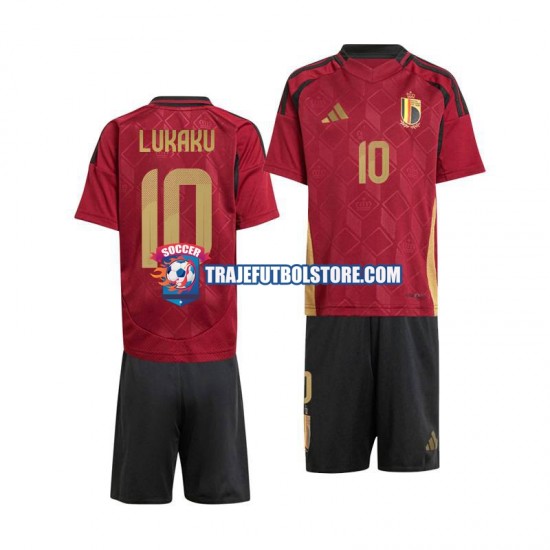 Camiseta 1ª Bélgica Romelu Lukaku 10 Niño Euro 2024 Manga Corta