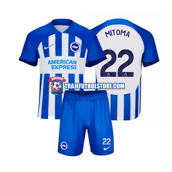 Camiseta 1ª Brighton Hove Albion Mitoma 22 Niño 2023-2024 Manga Corta