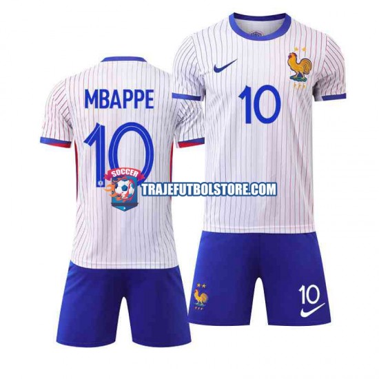 Camiseta 2ª Francia Mbappé 10 Niño Euro 2024 Manga Corta