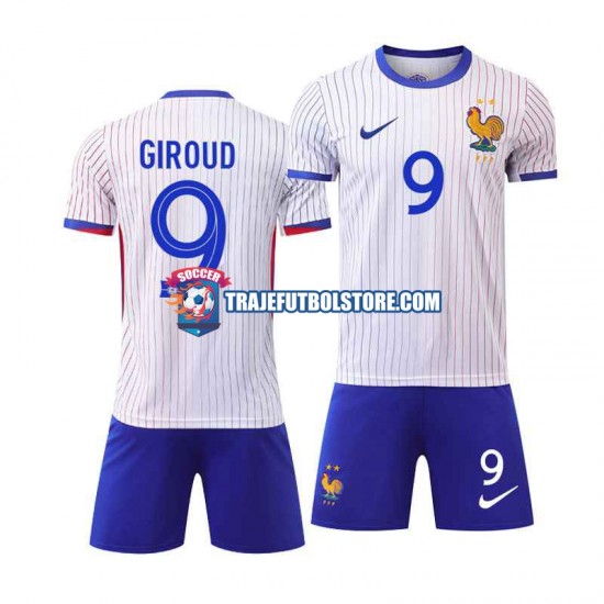 Camiseta 2ª Francia Olivier Giroud 9 Niño Euro 2024 Manga Corta