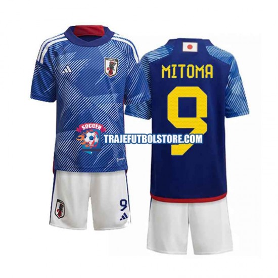 Camiseta 1ª Japón Mitoma 9 Niño Copa Mundial 2022 Manga Corta