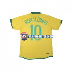 Camiseta 1ª Brasil RONALDINHO 10 Retro Hombre 2006 Manga Corta