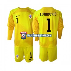 Camiseta 1ª Croacia Dominik Livakovic 1 Portero Niño Copa Mundial 2022 ML