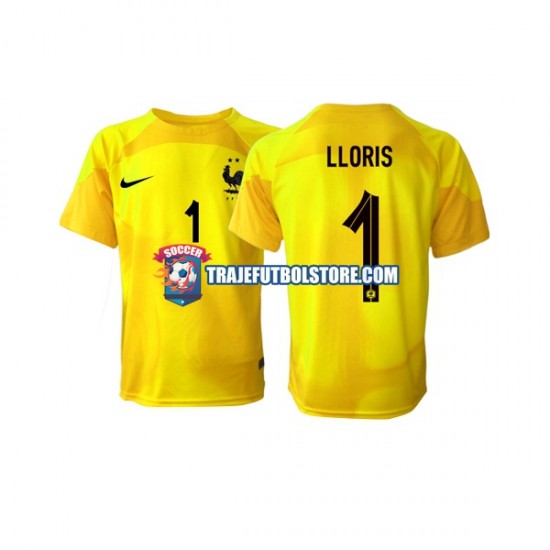 Camiseta 3ª Francia Hugo Lloris 1 Portero Hombre Copa Mundial 2022 Manga Corta