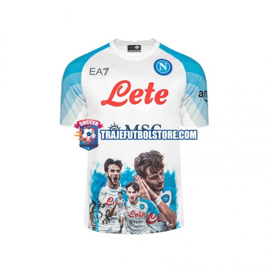 Camiseta 1ª Napoli Face Game Kvaratskhelia 77 Hombre 2022-2023 Manga Corta