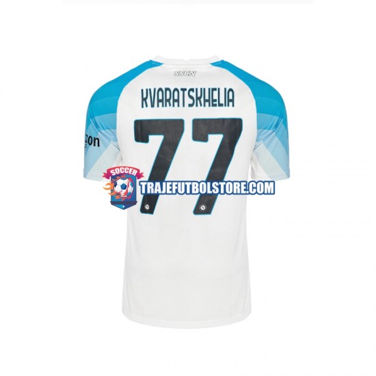 Camiseta 1ª Napoli Face Game Kvaratskhelia 77 Hombre 2022-2023 Manga Corta