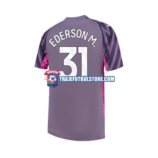 Camiseta 2ª Manchester City Ederson Moraes 31 Portero Hombre 2023-2024 Manga Corta