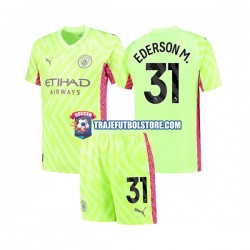 Camiseta 3ª Manchester City Ederson Moraes 31 Portero Niño 2023-2024 Manga Corta