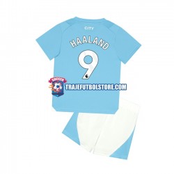 Camiseta 1ª Manchester City Haaland 9 Niño 2023-2024 Manga Corta