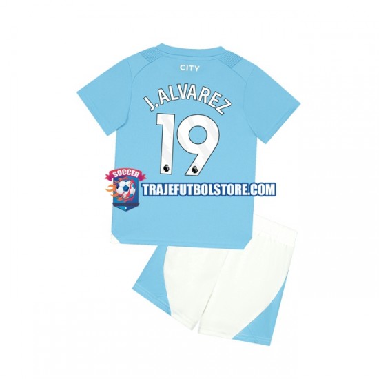 Camiseta 1ª Manchester City J. ALVAREZ 19 Niño 2023-2024 Manga Corta