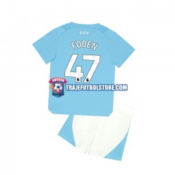 Camiseta 1ª Manchester City Phil Foden 47 Niño 2023-2024 Manga Corta